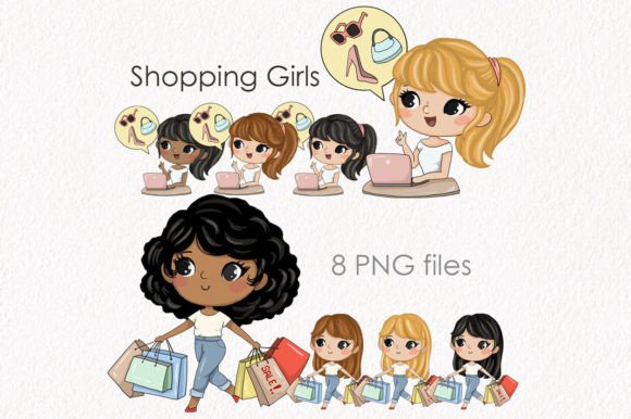 Download Shopping Girls Clipart Instant Download - Art Collection