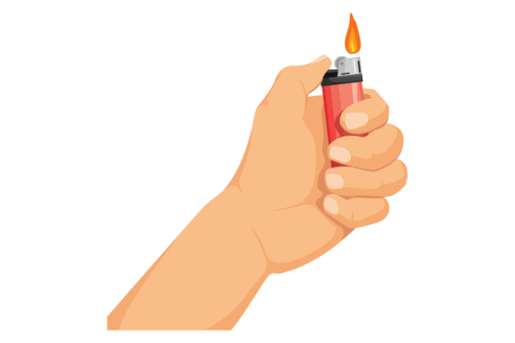 Download Burning Gas Lighter in Hand. Cartoon Fir - Art Collection