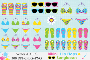 Download Bikini, Flip Flops, Sunglasses Clipart - Art Collection